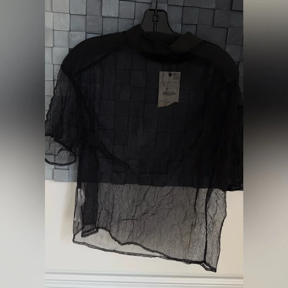 Zara Elegant Black Sheer Blouse - Picture 4 of 9